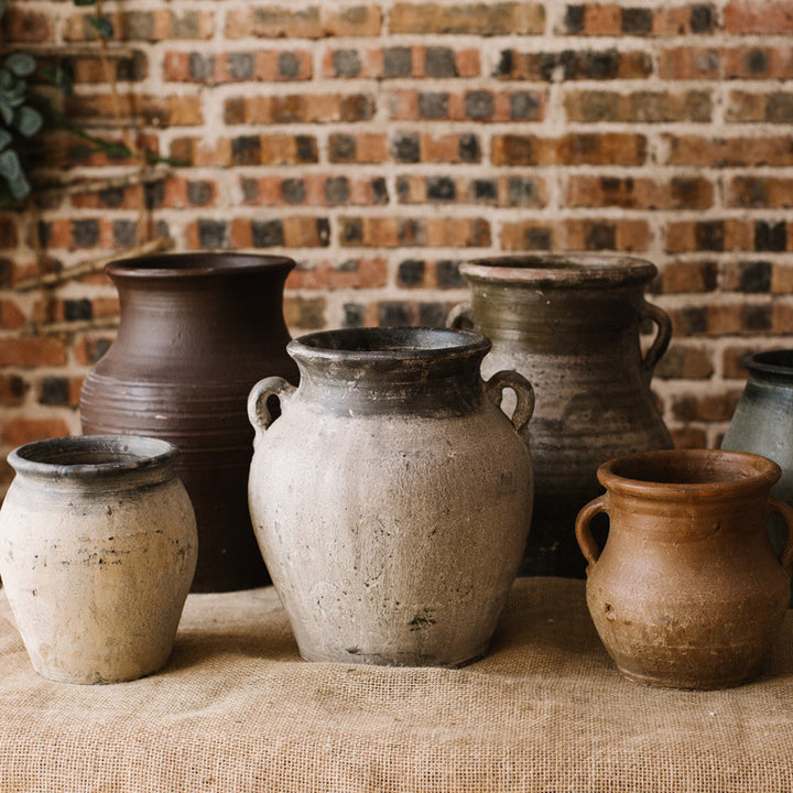Rustic ceramic pot with handmade design