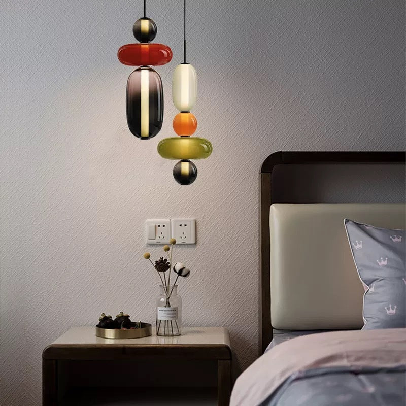 Stacked Orb Glass Pendant with Mixed Surface
