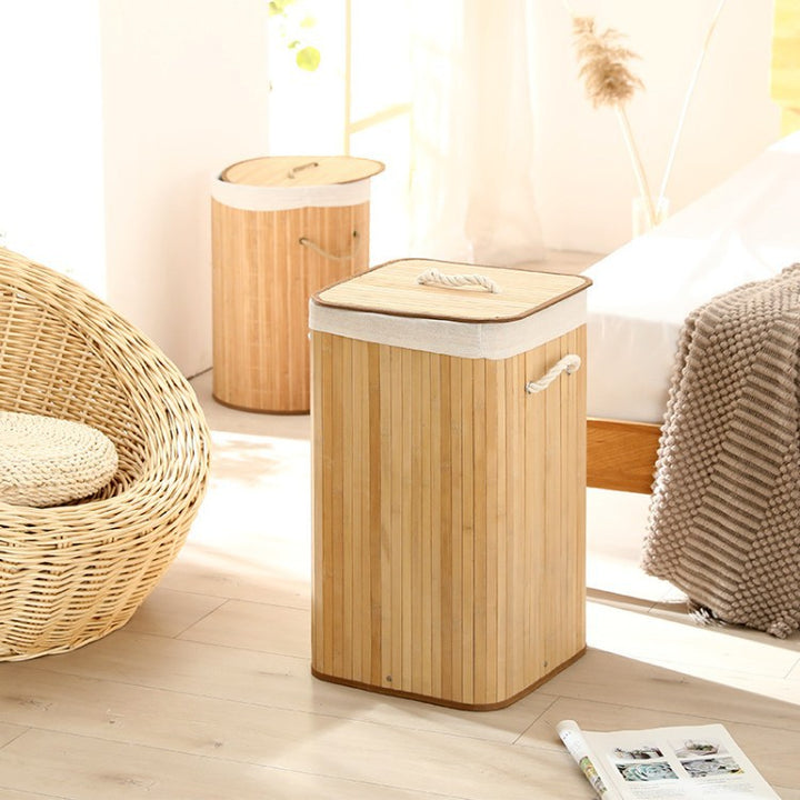 Laundry basket made of natural bamboo by