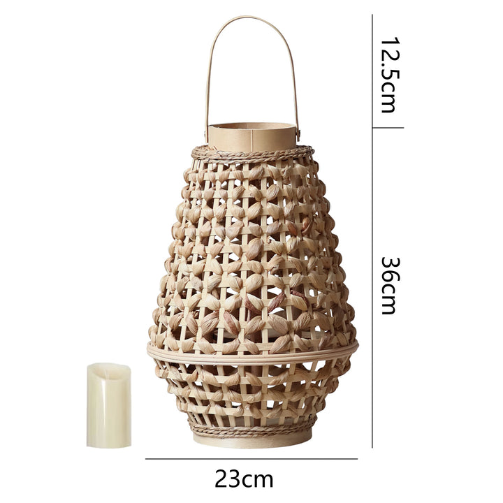 Elegant lantern made of braided rattan