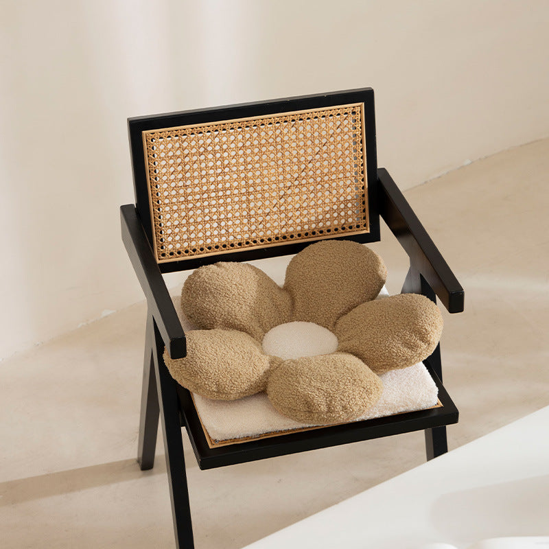 Padded flower seat cushion with teddy plush and ergonomic padding