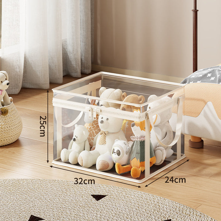 Stackable Transparent Zippered Storage Box Organizer with Reinforced Carry Handles