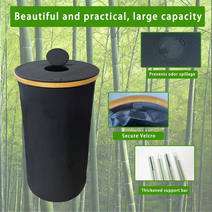 Waste bin with bamboo lid