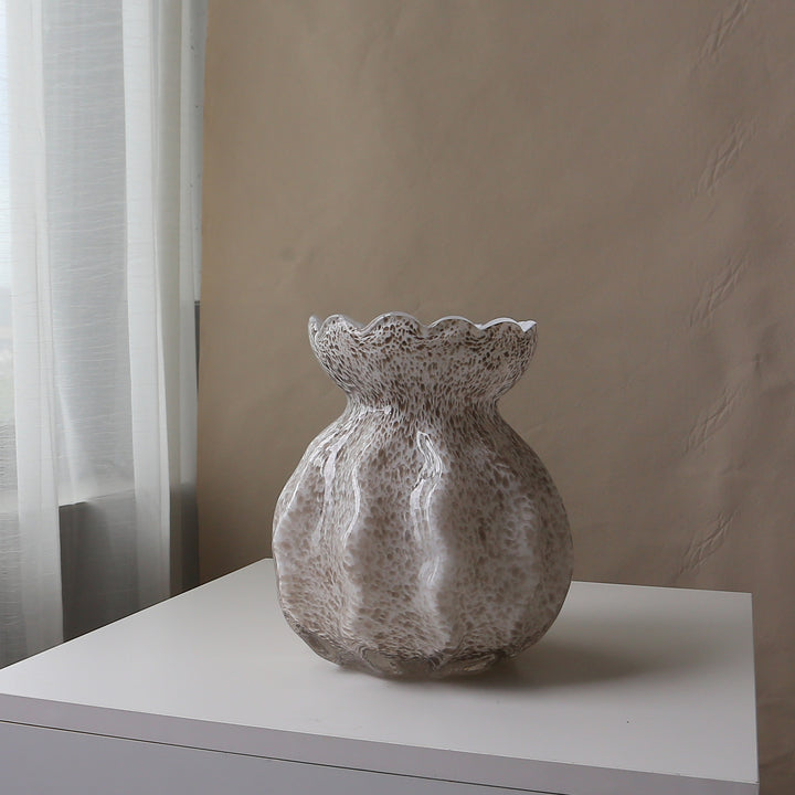 Handcrafted Pebbled Scalloped-Rim Decorative Bud Vase