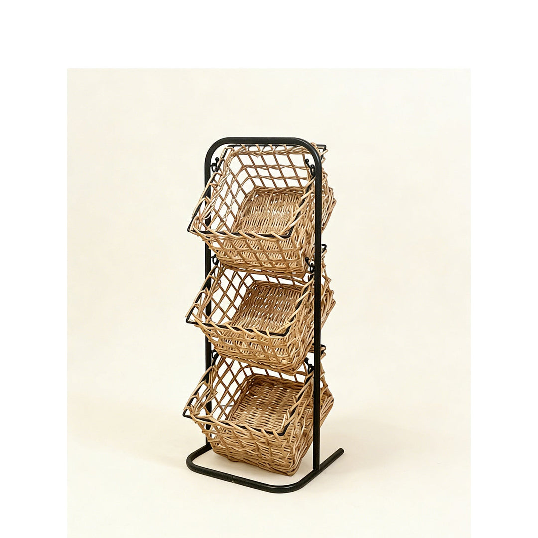 Modern storage basket with multiple shelves