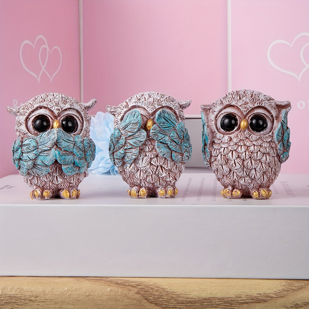Decorative Owl Figurine Set
