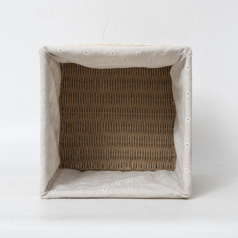 Storage basket made of woven material