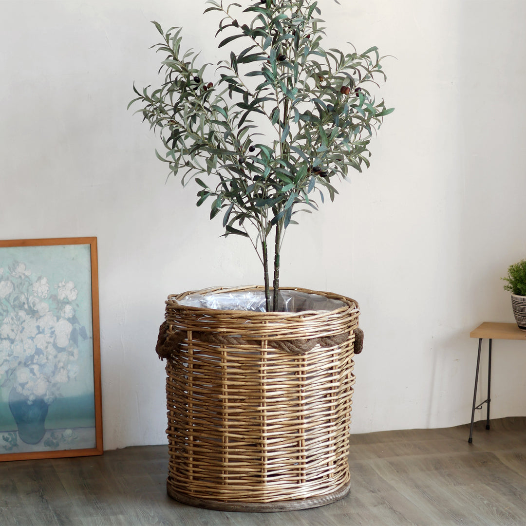Handcrafted laundry basket with weaving
