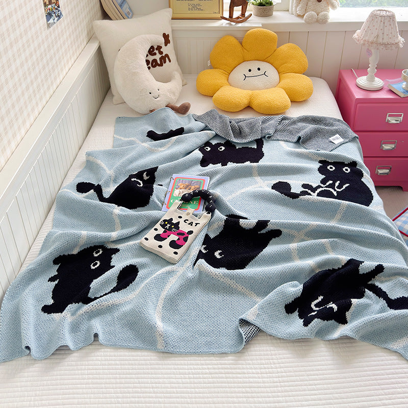Cozy Cat Pattern Throw Blanket