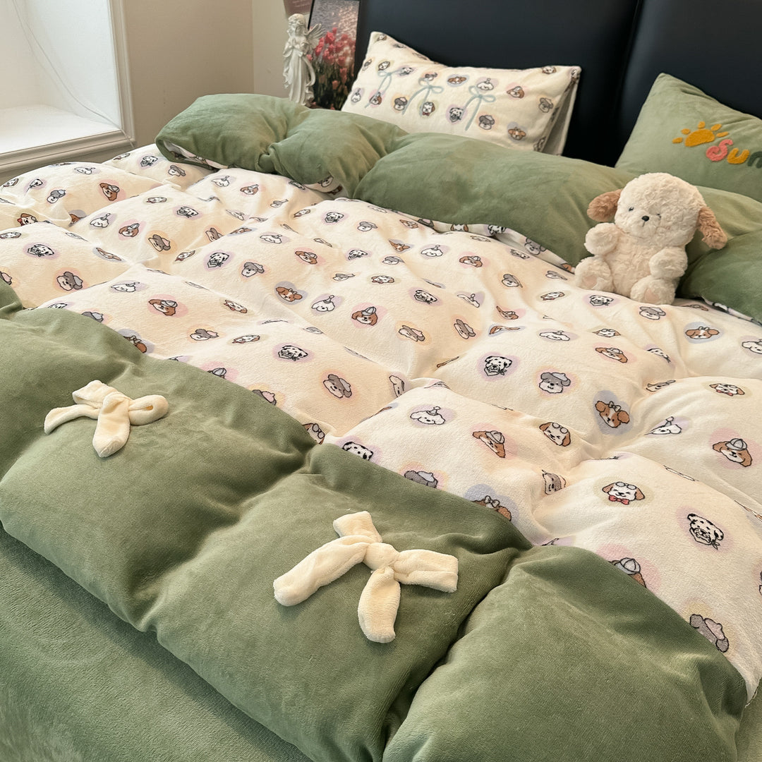 Soft Flannel Checkered Duvet Cover Set