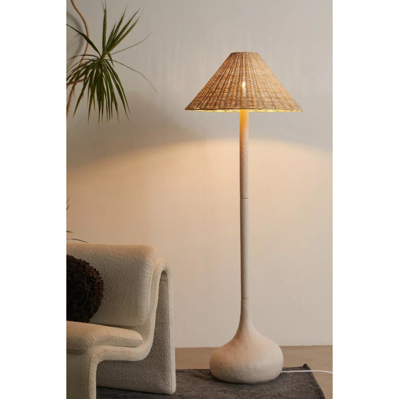 Contemporary natural fiber floor lamp