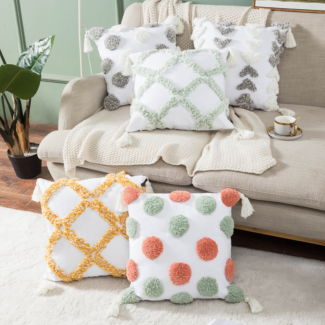 Textured Pom-Pom Decorative Throw Pillow