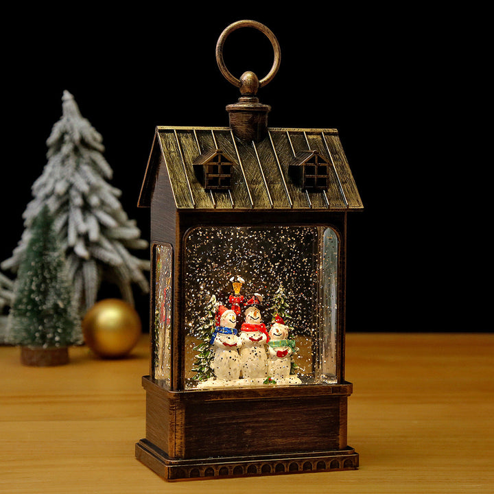 Nostalgic Christmas lantern with movable large Santa Claus