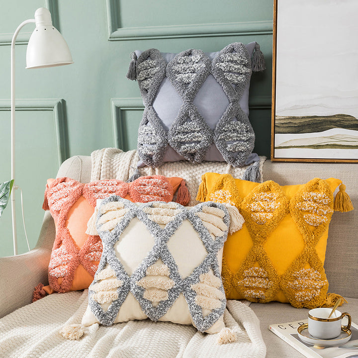Textured Geometric Throw Pillow for Couch Decoration