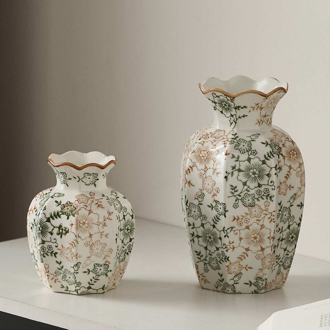 Elegant ceramic vase with floral pattern