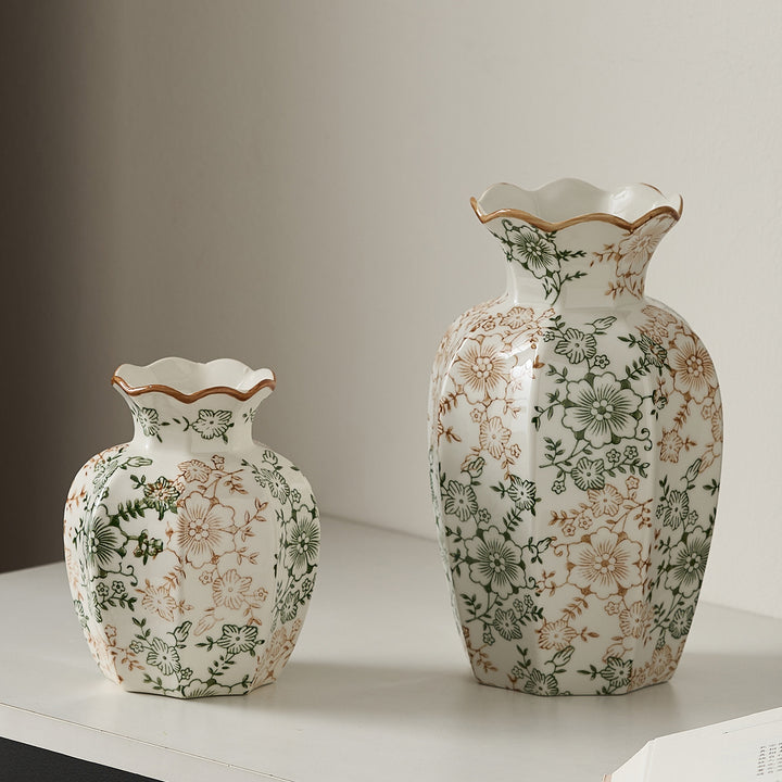 Elegant ceramic vase with floral pattern