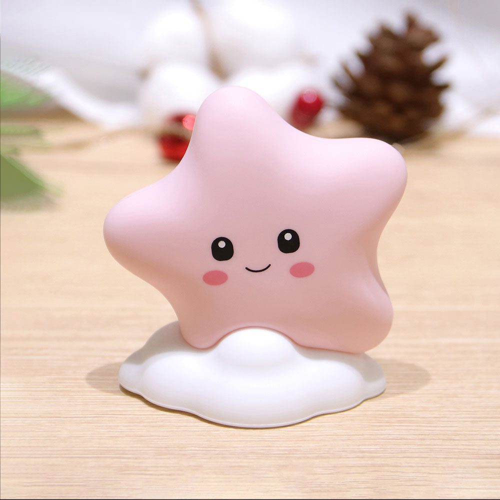 Star-shaped Silicone Touch Night Light with Cloud Base