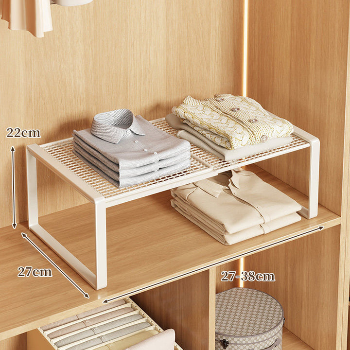 Adjustable Expandable Metal Mesh Shelf Riser for Closet and Wardrobe