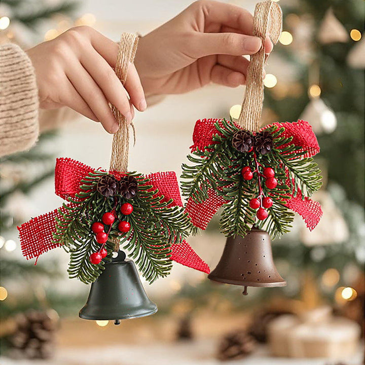 Festive Christmas bell with pine cone decoration