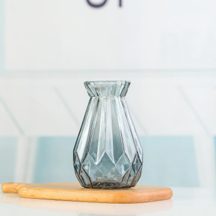 Geometric Patterned Glass Flower Vase