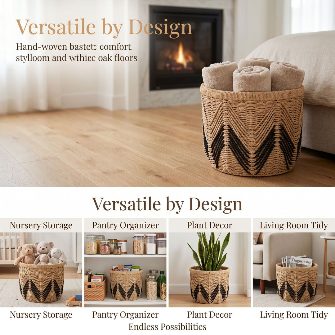 Storage basket with stylish zigzag pattern