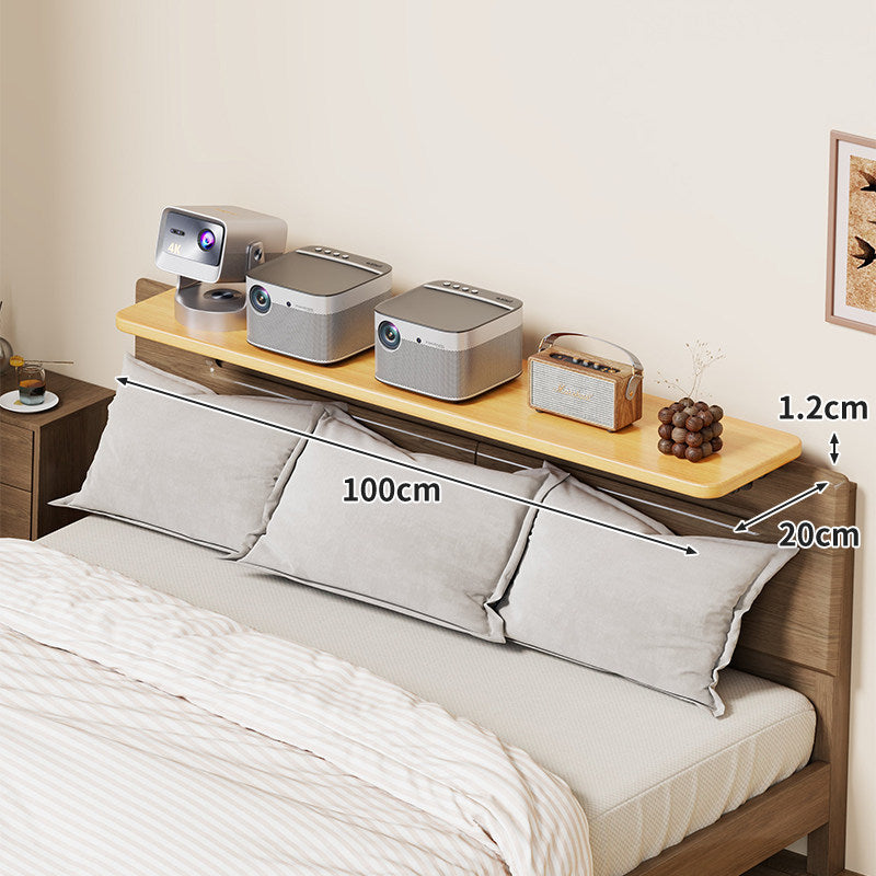 Wall-Mounted Slim Floating Headboard Shelf with Rounded Corners and Concealed Brackets