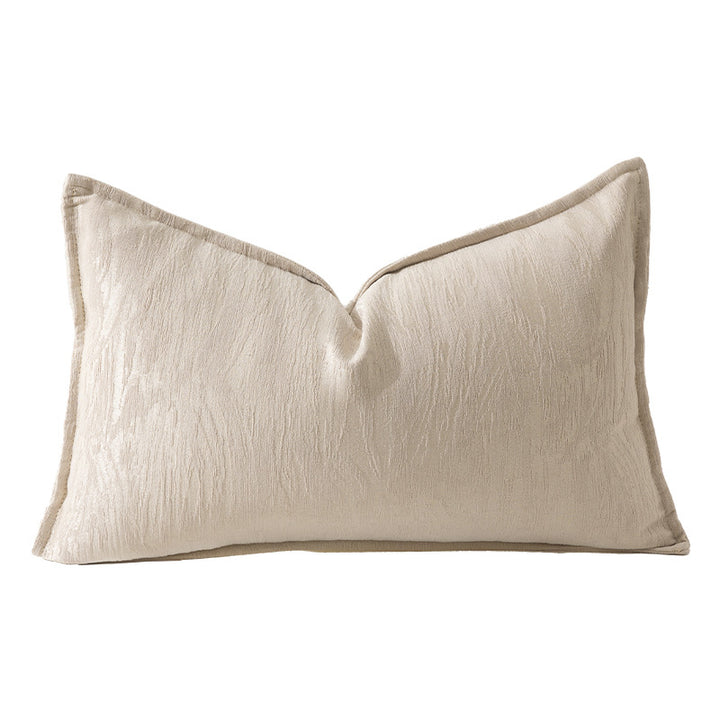 Square decorative cushion with structured Jacquard surface and piped seam