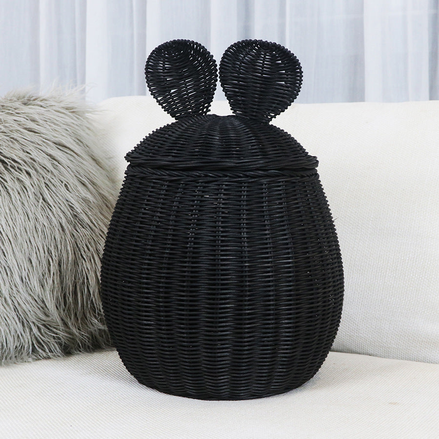 Playful storage basket with animal ears
