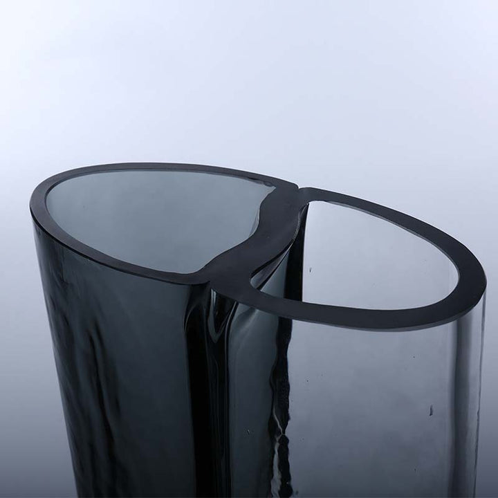 Hand-Blown Organic Split-Form Sculptural Glass Vase