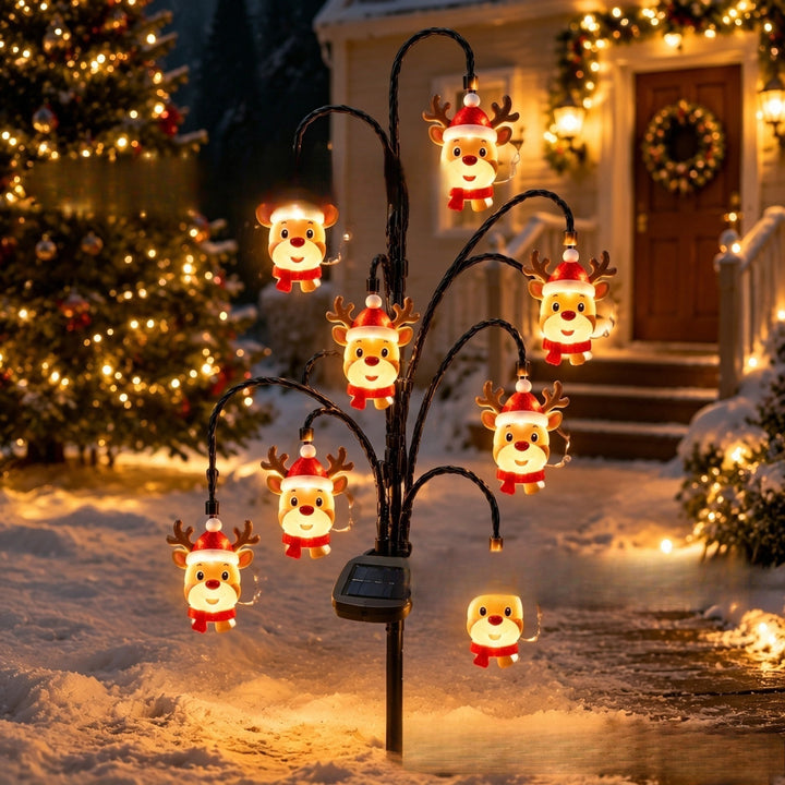 Outdoor Solar-Powered Reindeer LED String Light Garland