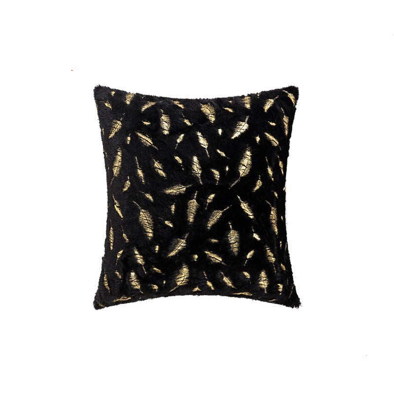 Textured Feather Print Throw Pillow