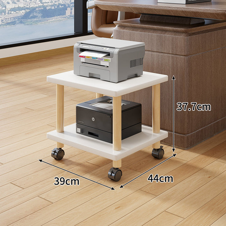 Compact Mobile Tiered Wooden Printer Stand with Swivel Casters