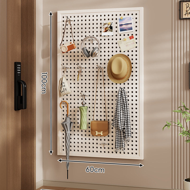Wall-Mounted Perforated Pegboard Organizer Panel with Metal Frame