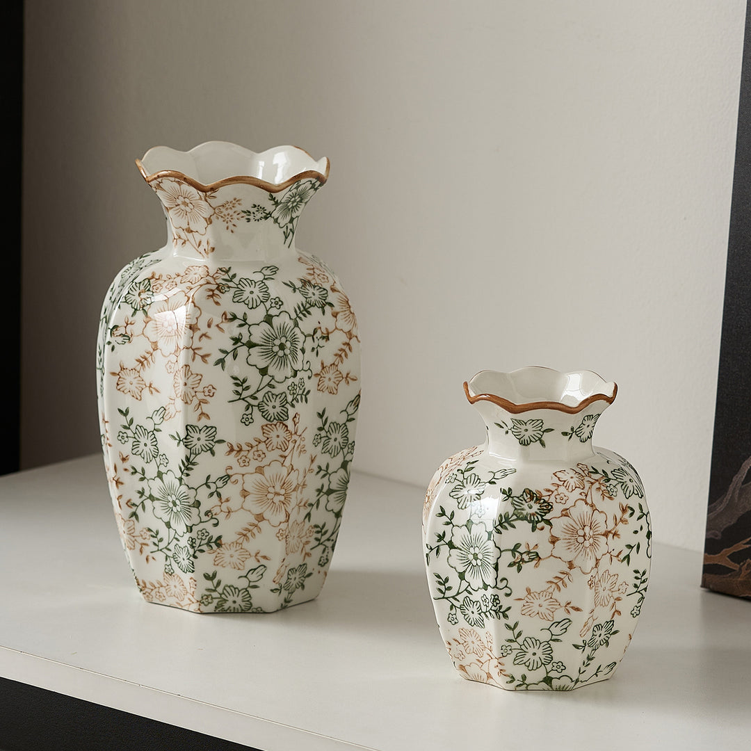 Elegant ceramic vase with floral pattern