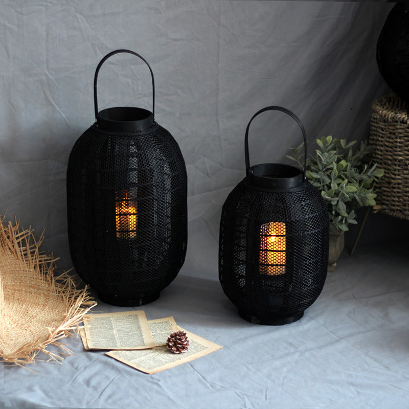 Elegant metal lantern with net design