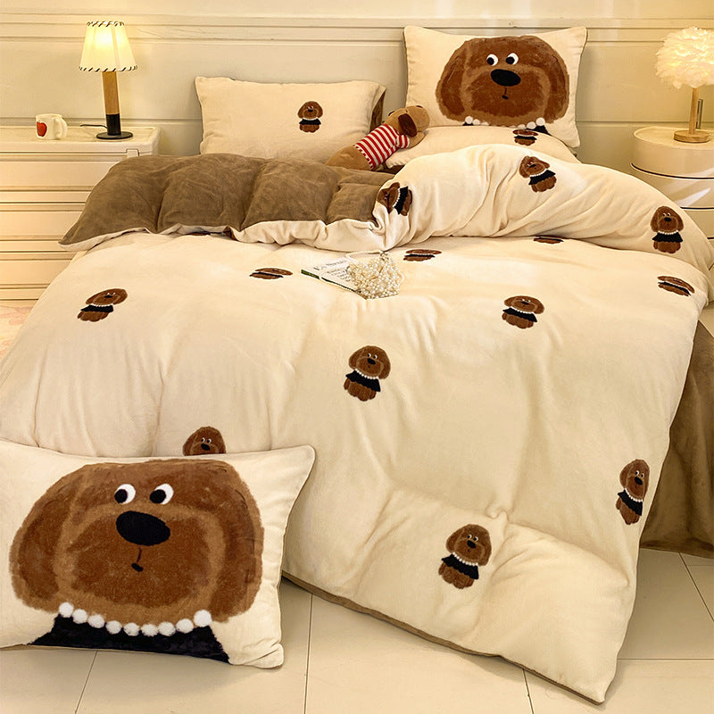 Soft Plush Cartoon-Themed Duvet Cover Set