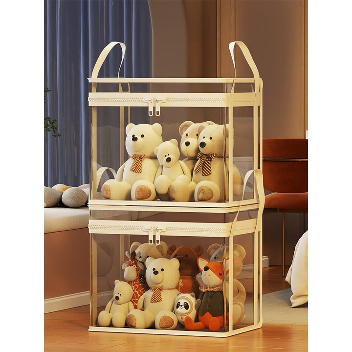 Transparent Zippered Foldable Storage Box with Reinforced Carry Handles