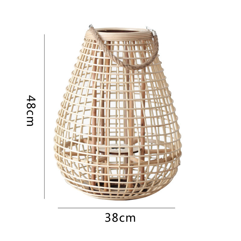 Decorative Rattan Lantern with Carry Handle