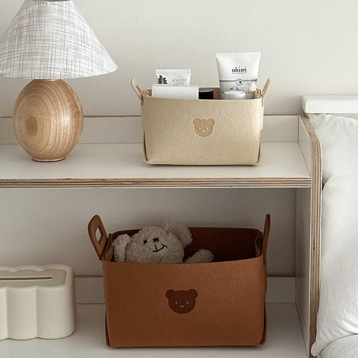 Felt Storage Baskets with Bear Design