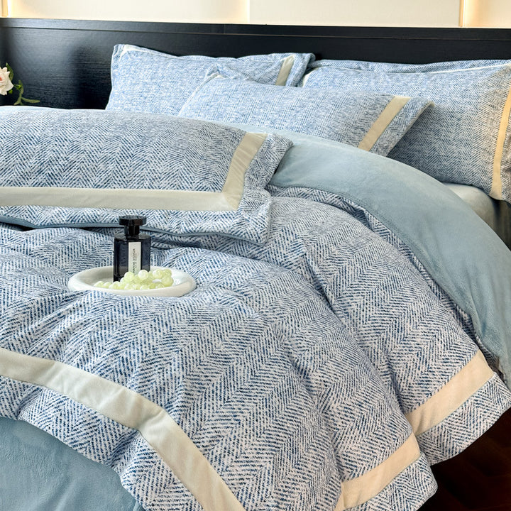 Decorative Herringbone Textured Bedding Set Avarnia