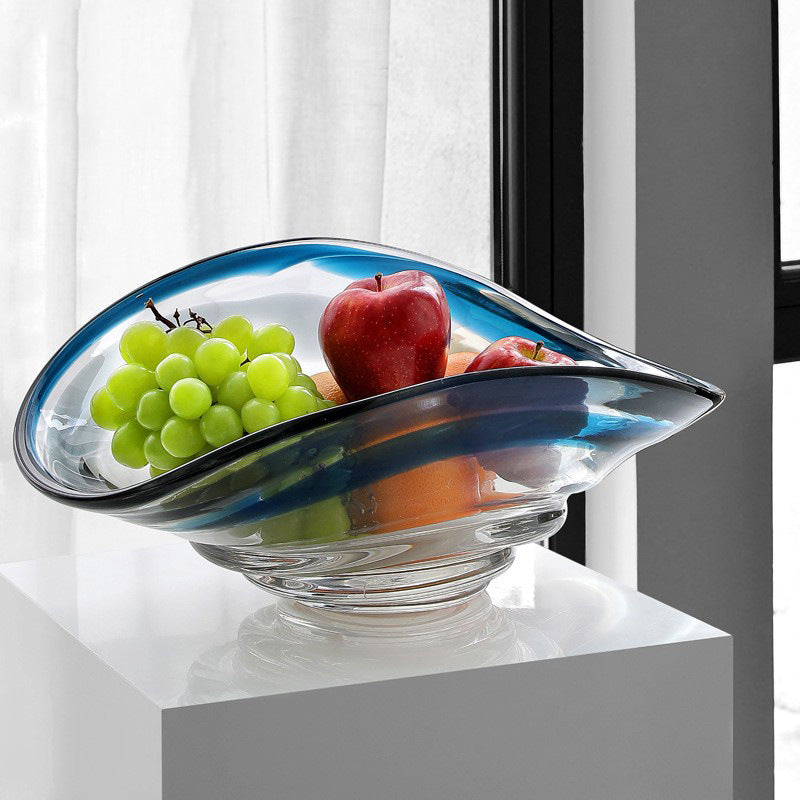 Sculptural Blown Glass Wave-Edged Decorative Centerpiece Bowl