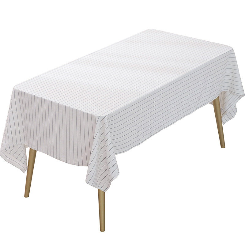 Rectangular tablecloth made of cotton-linen blend with embossed polka dot pattern and water-repellent surface