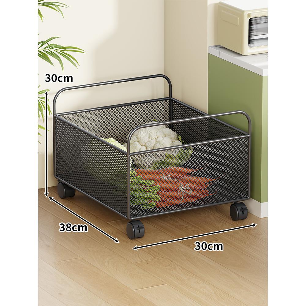 Mobile Mesh Storage Basket with Handle and Locking Casters