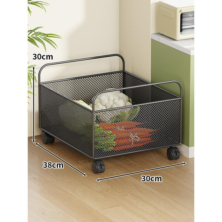 Mobile Mesh Storage Basket with Handle and Locking Casters
