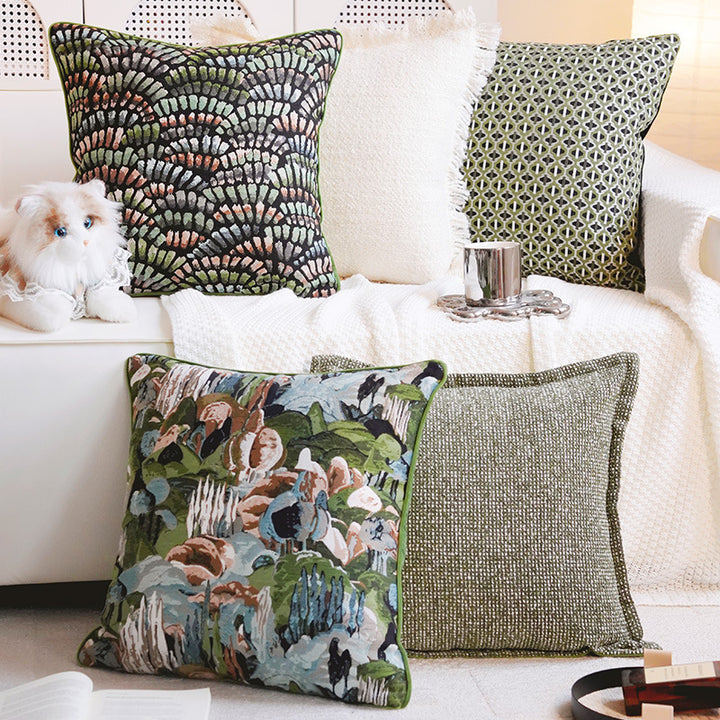 Decorative Fern Print Throw Pillow for Bedroom Decor