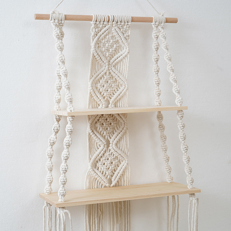 Macramé Floating Wall Shelf Organizer