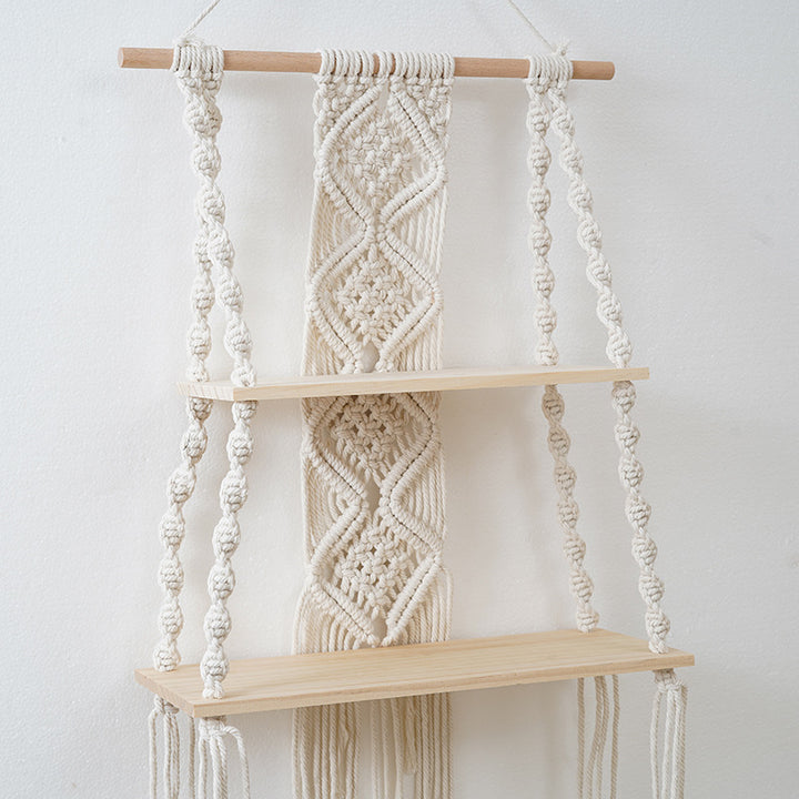 Macramé Floating Wall Shelf Organizer