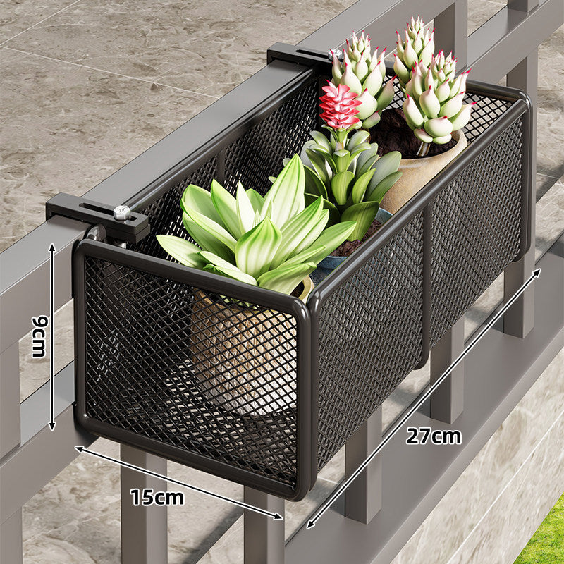Mesh Balcony Hanging Planter Box with Clamp-On Mount and Drainage