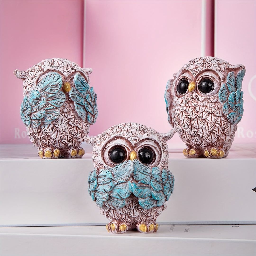 Decorative Owl Figurine Set