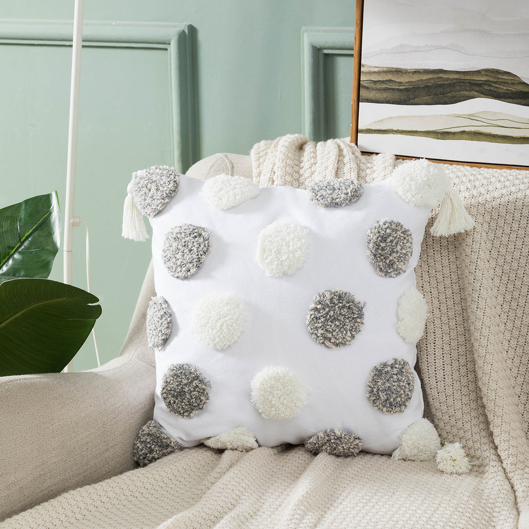 Textured Pom-Pom Decorative Throw Pillow